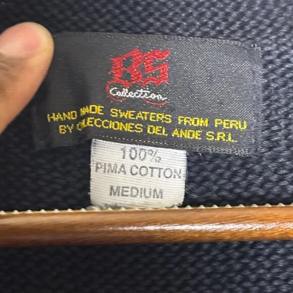 BS Collection Handmade Sweater Vest Women M Tapestry Abstract Pima Cotton Peru - Picture 5 of 11